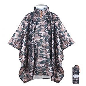 Anyoo Poncho léger, imperméable, réutilisable et Respirant avec Capuche, idéal pour l'extérieur,gris camo,Taille Unique (Bicacool, neuf)