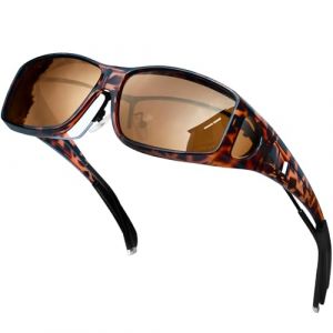 KANASTAL Surlunettes de Soleil Polaris&eacute;es Femme et Homme Lunettes de Soleil Marron Monture &Eacute;caille Rouge pour Cyclisme Tennis V&eacute;lo Moto (kanastal, neuf)