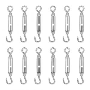 NAMYEUT Tendeur toile ombrage,Lot de 12 M4 tendeur cable inox inoxydable 304, avec crochet et &oelig;illet, tendeurs en acier inoxydable pour tendre les connexions de c&acirc;bles m&eacute;talliques,voile ombrage (NAMYEUT-DE, neuf)