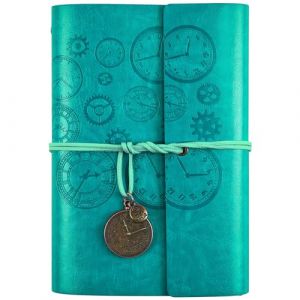 Asten Carnet de notes en Cuir, Rechargeable Carnet De Voyage Agenda Vintage &agrave; spirales Avec papier lign&eacute; Journal Intime Cadeau pour fille et gar&ccedil;on, 18 x 13 cm Bleu (Asten Inc, neuf)