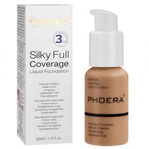 PHOERA Fond de Teint,PHOERA Foundation,imperm&eacute;able Professional Makeup Fond de Teint Liquide Couvrant Tenue 24h - Matte & Poreless Finish (106 - Warm Sun) (PHOERA Beauty, neuf)