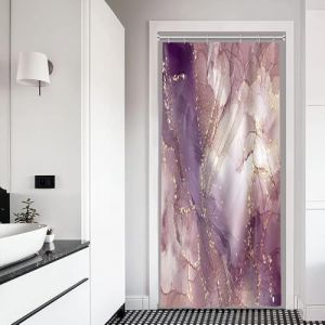 Xiaoterna Rideau de Douche en Marbre Mauve et Violet avec Éclats d'or, Salle de Bain Mixte, Tissu Imperméable et Lavable en Machine 90x180cm (Xiaoterna Store, neuf)