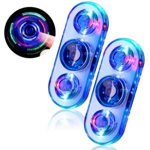 SCIONE Lot de 2 Fidget Spinners LED pour Enfants & Adultes–Toupie Lumineuse Anti-Stress, Jouet sensoriel avec 3modes, Brillant dans Le Noir. Idéal pour Les fêtes et Cadeaux d'anniversaire (2X Bleu) (SCIONE Direct EU, neuf)