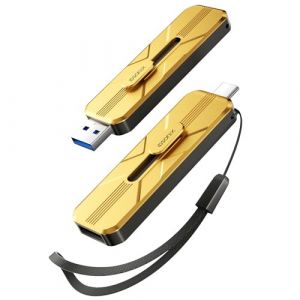 iDsonix SSD Externe 128 Go avec Deux Ports, syst&egrave;me Coulissant &agrave; 3 Niveaux, jusqu'&agrave; 1073 Mo/s, cl&eacute; USB Portable en Alliage pour iPhone 17/16/15/PS5/Android/Mac/Windows (iDsonixDirectStore, neuf)