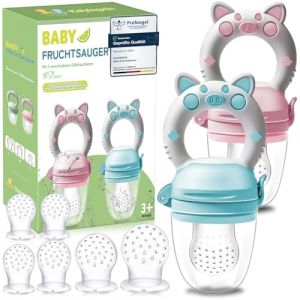 Kaiyingxin&reg; Tetine Grignoteuse Bebe, 2 Grignoteuse B&eacute;b&eacute; + 8 Tailles de T&eacute;tines Sans BPA, Tetine Fruits Bebe, pour Enfants de 3 &agrave; 24 Mois L'aliment Compl&eacute;mentaire de Bouillie de Dentition V&eacute;g&eacute;tale (Kaiyingxin GmbH, neuf)