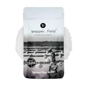 Pepper Field Kampot Meersalz - Sel de mer Fleur de Sel de Kampot, 100% naturel, récolté à la main, riche en minéraux, pour l'affinage & la décoration des plats, qualité gourmet durable, 100g (Cambodian, neuf)