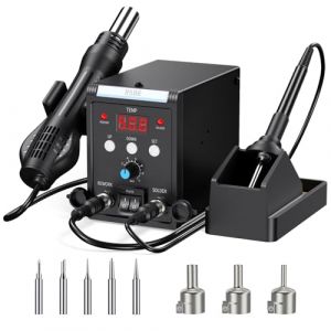 Station de Soudage 700w Station de Soudage et de Fer à Souder à Air Chaud, Station de Dessoudage 2 En 1 Rework Station Fer à Souder Avec pour L'éLectronique, Les Projets de Bricolage (Noir) (EA-MARKOS, neuf)