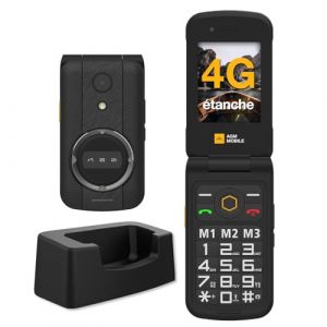 AGM M8 Telephone à Clapet 4G, Telephone Portable pour Senior avec Grandes Touches, Téléphone Incassable IP68/IP69K, SOS, Compatible avec Les Aides Auditives, Appel en Un clic, Double SIM, Bluetooth (AGM Official EU, neuf)