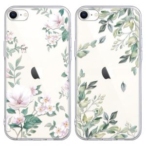 Yoedge 2 pi&egrave;ces Transparente Coque pour iPhone 16e/SE 4/SE 2025 6,1", Aesthetic Motif de Fleurs et Feuilles Fille Femme &Eacute;tui, Housse de Protection Antichoc Mignon Design Case Cover pour iPhone SE 4 (VIP FLAG CENTER, neuf)