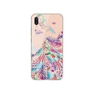 NOVAGO Coque pour Huawei P20 Lite en Gel TPU Souple Transparente Résistante et Solide Anti Choc avec Impression de qualité (Plume2) (NOVAGO-Vendeur PRO français, neuf)