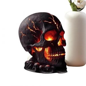 YRTUOP Lampe cr&acirc;ne d'Halloween &ndash; Lampe de bureau en forme de t&ecirc;te de mort &ndash; D&eacute;coration effrayante pour chambre &agrave; coucher, porche, table de vacances, jardin, &eacute;tag&egrave;re int&eacute;rieure, cuisine, terrasse (junyiwh, neuf)