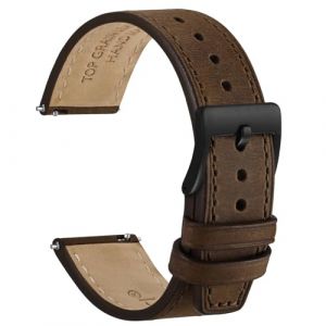 WOCCI 20mm Elite Bracelet Montre, Cuir de Grain Sup&eacute;rieur, Lib&eacute;ration Rapide, Boucle Noire (Marron Fonc&eacute;) (Wocci Watch Bands~FR, neuf)