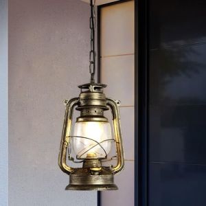 FDOIUTU Lampe suspendue extérieure,lampe pendante en métal et verre,E27 Industriel Suspension Luminaire Rétro Lustre Lampes Suspension Luminaire,pour Cuisine Salon Salle à Manger (bronze) (DONGDI Maoyi, neuf)