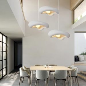 TMKOO Wabi-sabi Lampe À Suspension Créative Irrégulière Lampe À Suspension Créative E27 En Forme De Nuage Lustre Blanc Eclairage Intérieur Décoration Ajustable Maison Pour Salle À Manger Cuisine(A-3li (jiaxianhuiminriyongbaihuodian, neuf)