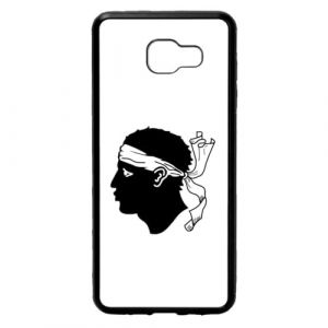 FunKaz Coque pour Samsung Galaxy A520/A5 2017 - Drapeau Corse Emblème - Écusson Corse Tête de Maure - Coque Noire TPU (ECOCAPS, neuf)