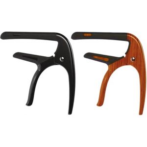 Lot de 2 capodastres pour guitares acoustiques et &eacute;lectriques &agrave; 6 cordes avec 5 m&eacute;diators (noir + grain de bois) (Muso Music Accessories And Gifts, neuf)