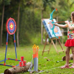 VEVOR Ensemble d'arc et flèches pour enfants, kit tir à l'arc lumineux à LED, avec 10 flèches à ventouse, cible debout, carquois, 3 canettes de cible, jouet d'extérieur pour garçons, filles 6-10 ans (VEVOR Shop FR, neuf)