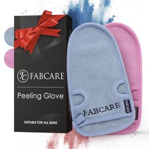 FABCARE Gant Exfoliant Corps - DERMATEST - Gommage Visage et Corps Avec Gant Kessa de Crin pour Hammam et Toilette - Lot de 2 Pi&egrave;ces Bleu et Rose (FABCARE, neuf)