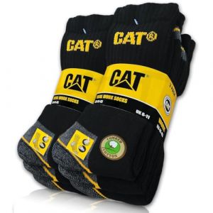 CAT Caterpillar Lot de 6 paires de chaussettes REAL WORK - Pour homme et femme - Tailles disponibles : 35 &agrave; 50, Noir, 41-45 (ST-Deals, neuf)