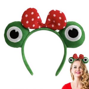 Bandeau yeux de grenouille, bandeau de lavage du visage,Bandeau de spa oreilles et cornes d’animaux en peluche | Accessoires pour cheveux d'Halloween, casque de grenouille verte, bandeaux de (tomide, neuf)