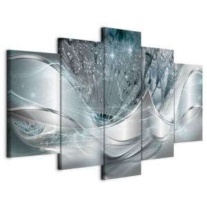 murando - Tableau d&eacute;coratif abstrait 100x50 cm - Impression sur toile en noir et blanc - D&eacute;coration murale - Abstraction lueur pissenlits fleurs inscriptions bleu moderne argent a-C-0087-b-o (murando, neuf)