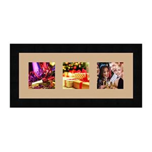 Cadres Photos pêle mêle multivues Sable 3 Photo(s) 10x10 Passe Partout, Cadre Photo Mural 38x15 cm Noir, 3 cm de Largeur (RK Cadres, neuf)
