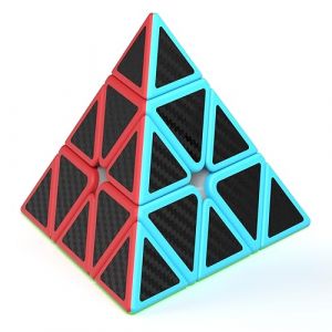 Vdealen Cube Magique Pyraminx Cube Puzzle Pyramide Jouet de Voyage à Torsion Rapide et Lisse pour Les Enfants(Kohlefaser-Aufkleber) (VDEALEN Direct, neuf)