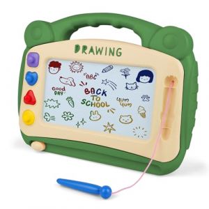 OFFCUP Ardoise Magique Enfant, Jouet Bebe 1-5 Ans Planche &agrave; Dessin Magn&eacute;tique &agrave; 4 Couleurs avec Stylo et 4 Tampons, Tableau Magn&eacute;tique Effa&ccedil;able Jouet &Eacute;ducatif pour Filles Gar&ccedil;ons, Grand Vert (HOOCHE, neuf)