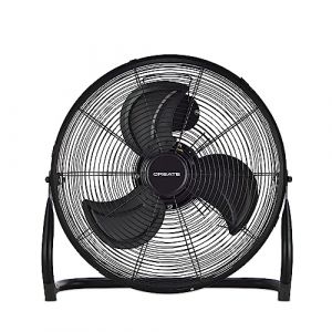 CREATE / AIR FLOOR RETRO/Ventilateur de sol industriel noir / 16 pouces, débit d'air puissant, 3 vitesses, silencieux, léger, pieds antidérapants. (CREATE, neuf)