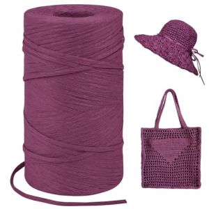 LEREATI Rafia Naturel Bobine 3mm x 300m Raphia à Crocheter Rafia Crochet, Fil de Raphia à Crocheter, Fil Crochet pour Sac, Chapeau, Paniers, Emballage Cadeau, Bricolage Décoration (Rouge Foncé) (LEREATI, neuf)