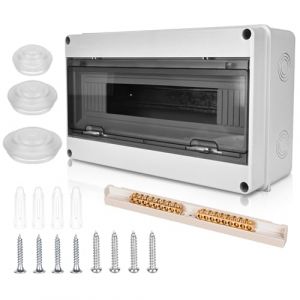 Coffret Electrique Etanche Exterieur Boîtier: Boîte Etanche Electrique Exterieur IP65, Tableau Electrique 1 Rangée, Boîtier Electrique Etanche, Coffret Electrique 18 Modules Pour Disjoncteur Mural (TRUST AND BU, neuf)