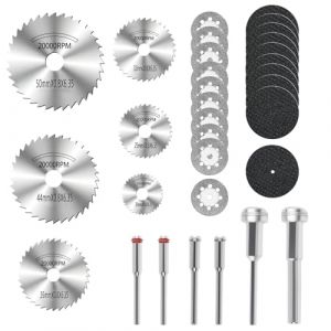 32pcs Mini Disque Tronçonner pour Dremel, 6 HSS Lame Scie Circulaire, 10 Mini Cutting Discs, 10 Disque Coupe Résine, 6 Mandrins avec 3mm et 6mm pour Bois Metal Plastique Verre Pierre (ZhanXingBoFu, neuf)