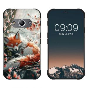 WUACYEAMING Noir Coque pour Samsung Galaxy Xcover 3, Haute Qualité TPU Silicone Mince Souple Antichoc Bumper avec Le Renard Motif Dessin Mat Case (WUACYEAMING, neuf)