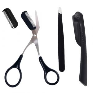 Ciseaux Sourcils Professionnels de Précision pour Femme et Homme, Ciseaux Sourcil Femme avec Anneaux Antidérapants et Peigne, Tondeuse Sourcil et Outil de Mise en Forme pour Épilation Facile (KeJianDeng, neuf)