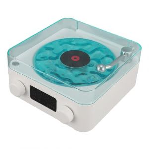 Haut-Parleur VintageVinyl Wave, Lecteur CD Portable en Forme de Tourne-Disque, Petit Haut-Parleur St&eacute;r&eacute;o sans Fil Multifonction 3 en 1 avec Veilleuse Ambiante, Gfit pour Les Amis (Anxxin, neuf)