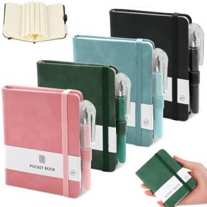 NINGYER 4 Pièces Carnet A7, Petit Carnet Livré Avec 4 Stylos, 11x8cm Carnet de Poche pour Voyages, L'école, Bureau, Ravail, L'extérieur (Quatre Couleurs) (NINGYER, neuf)