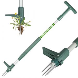 ORIENTOOLS Extracteur de mauvaises herbes avec 3 griffes pour pissenlit, outil de traction de racines en acier, manche de 100,1 cm de long, outil de jardin facile à enlever les racines avec poignée en (Inter Cooperation Europe, neuf)