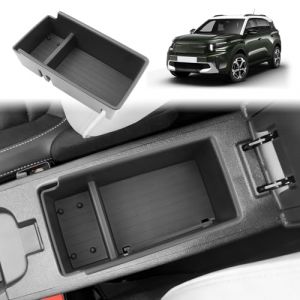 GAFAT Compatible avec Citro&euml;n C3 Aircross 2026/e-C3 Aircross EV 2025 2026 Bo&icirc;te de Rangement Console Centrale, Organisateur d'Accoudoir, Multifonction, avec Tapis Caoutchouc, C3 Aircross Accessoires (GAFAT(EU), neuf)