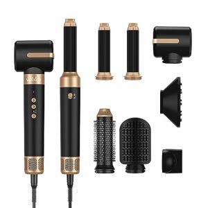 Hair Brosse Soufflante 7 en 1, S&egrave;che-Cheveux Ionique Avec Brosse Lissante pour Cheveux, Boucleur, Coiffante Chauffante, 3 Temperature, Pour Lisser, S&eacute;cher (GUOHUI LTD, neuf)