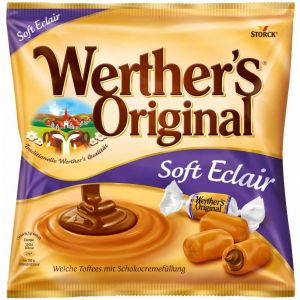 Bonbons Allemagne compatible avec Werther's Original - 1 sac - Bonbons au caramel cr&eacute;meux et du chocolat gourmand - 180g - Saveur Soft Eclair (PAStation, neuf)