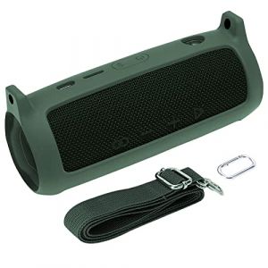 co2CREA Housse en Silicone Compatible Speaker Case pour JBL Flip 6 Enceinte Bluetooth Portable.Comprendre Mousqueton à Crochet +Bandoulière +Silicone(Haut-Parleur Non Inclus) (Vert) (YO-Commerce, neuf)