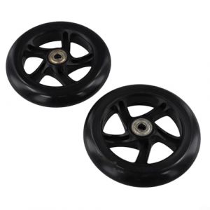 Lot de 2 roues de scooter, 125 mm à 200 mm avec roulements pour scooters, patins à roulettes, chariots, diamètre du trou central 8 mm (125 mm x 24 mm, noir) (Zhao Zhao, neuf)