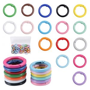 Sxutop 64 Pièces Mini Mousqueton Rond 24 mm Mousquetons Ronds Porte-Clés Anneaux Ronds à Ressort Petit Mousqueton Rond de Alliage de Zinc pour Sac à Main Porte-Clés Travaux Manuels (16 Couleurs) (Shuangxuu, neuf)