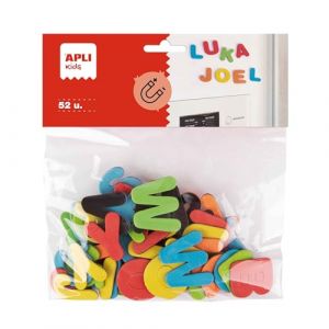 APLI Kids 19370 - Sachet de 52 lettres magnétiques en mousse EVA de différentes couleurs, alphabet aimanté pour enfants, 52 aimants lettres en mousse EVA. (papeterie neveu, neuf)