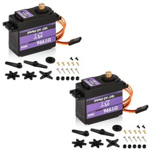 Servomoteurs &agrave; 180 degr&eacute;s 15 kg Servo num&eacute;rique avec bo&icirc;te de vitesse en m&eacute;tal &agrave; couple &eacute;lev&eacute; Servo moteur, 6V, pour voiture RC 1/10 1/8 Avion Bateau Robot H&eacute;licopt&egrave;re [2PCS] (MiMiU, neuf)
