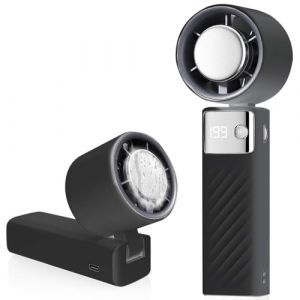 CATGIFF Ventilateur Portable, Mini Ventilateur Rechargeable 5000mAh, Petit Ventilateur Silencieux Turbo Réglable en Vitesse(1 à 199), Ventilateur Refroidissement pour Camping, Sport, Voyage (Noir) (del marq OU, neuf)