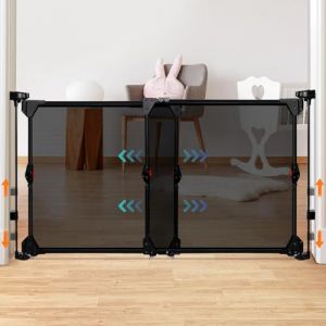 Barriere de Securite Retractable 86-140cm, Barriere Extensible pour Enfants et Chien, Barriere de Securite sans Perçage Ou Installation par Perçage, pour Intérieur et Extérieur (WodonDirect, neuf)