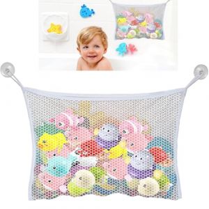 Filet de rangement pour jouets de bain, 1 filet de bain, filet de rangement pliable pour jouets de bain avec 2 crochets &agrave; ventouse, filet de bain &agrave; s&eacute;chage rapide pour jouets de bain en maille, garde (Luxiremi, neuf)
