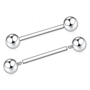 AROWRO Titan Piercing de langue Piercing de t&eacute;ton Piercing de t&eacute;ton Piercing de mamelon Barrettes de mamelon Piercing de t&eacute;ton Bijoux Piercing de langue avec filetage int&eacute;rieur Piercing de langue 16G (yueeu, neuf)
