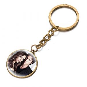 The Vampire Diaries Porte-cl&eacute;s cr&eacute;atif Elena Stefan rond pour sac, cl&eacute;s, bijoux, cadeaux en gros, blanc, L, blanc, Large (wuhanlinshengmaoyiyouxiangongsi, neuf)